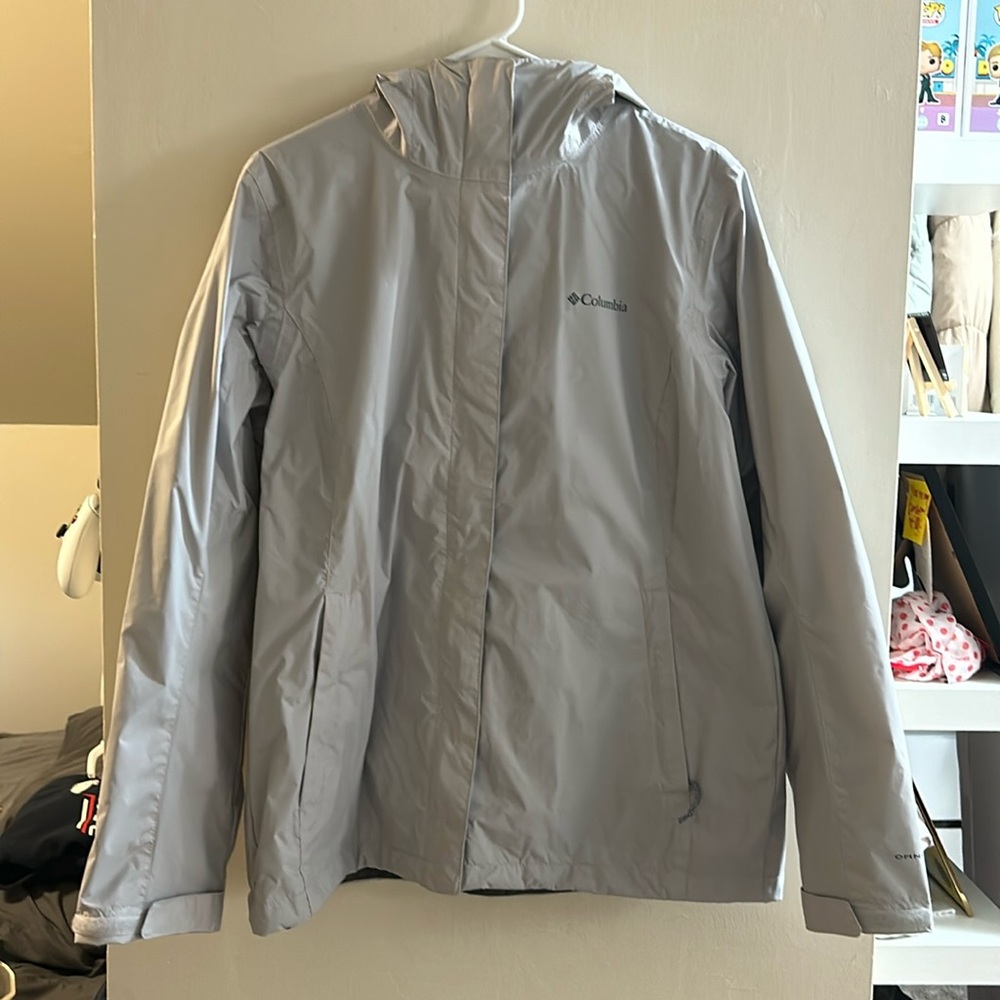 Columbia Silver Zip-up and Velcro Windbreaker/Rain Jacket
